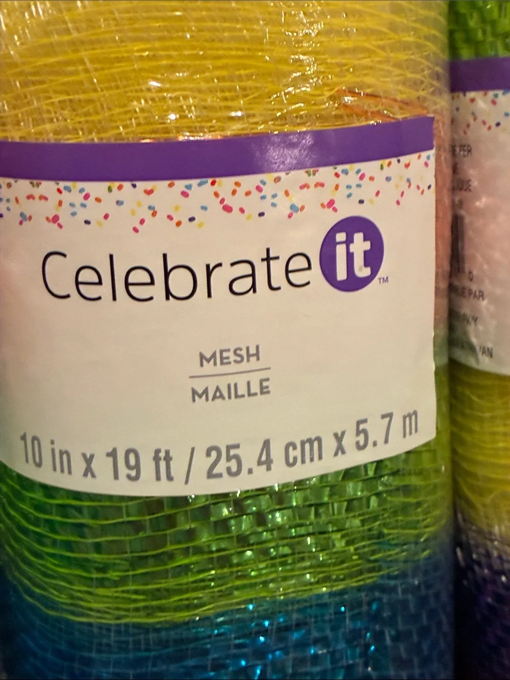 Celebrate It Rainbow Mesh Roll - Red Pink Purple Blue Green Yellow lot of 4